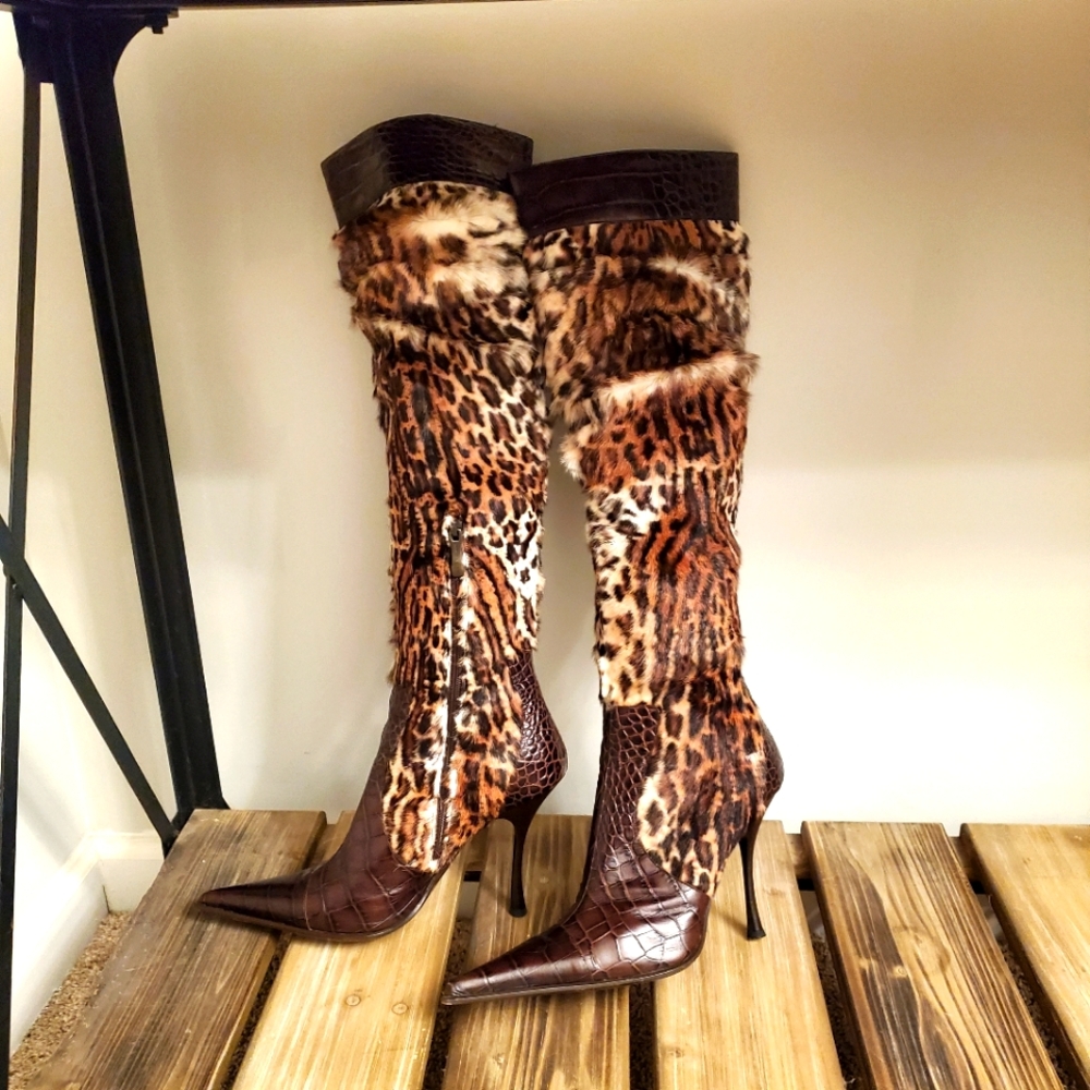 Gianmarco Lorenzi Leopard Brown Boots